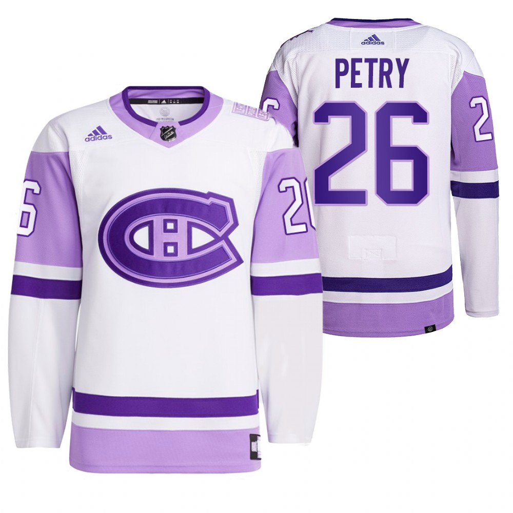 2021 HockeyFightsCancer Montreal Canadiens Jeff Petry White Jersey Primegreen