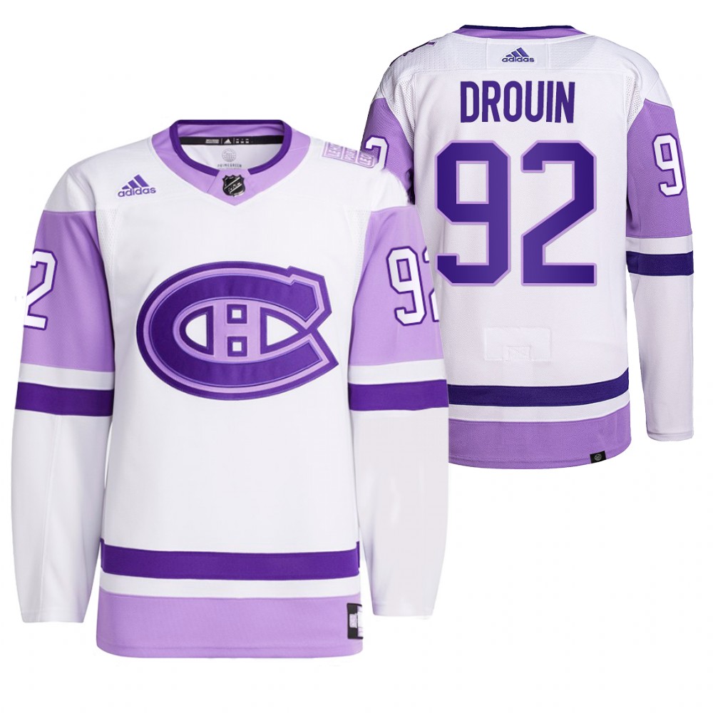 2021 HockeyFightsCancer Montreal Canadiens Jonathan Drouin White Jersey Primegreen