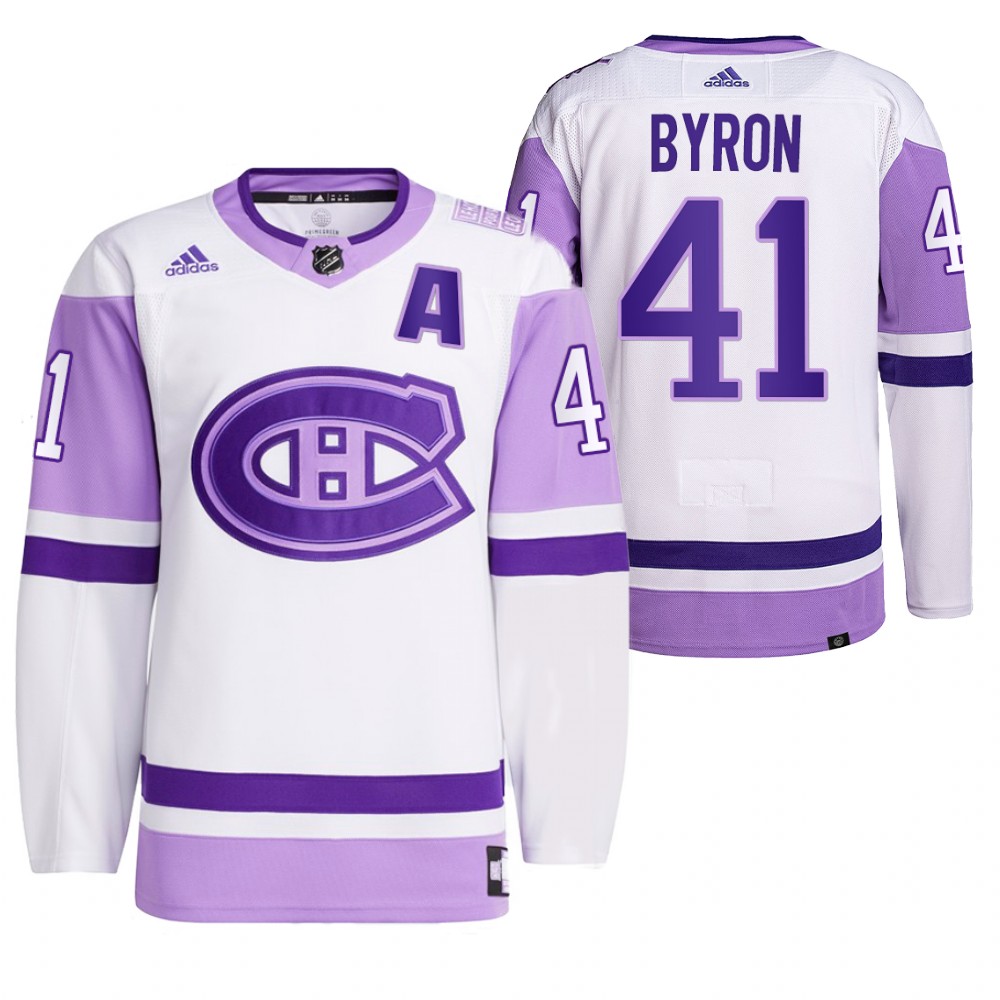 2021 HockeyFightsCancer Montreal Canadiens Paul Byron White Jersey Primegreen
