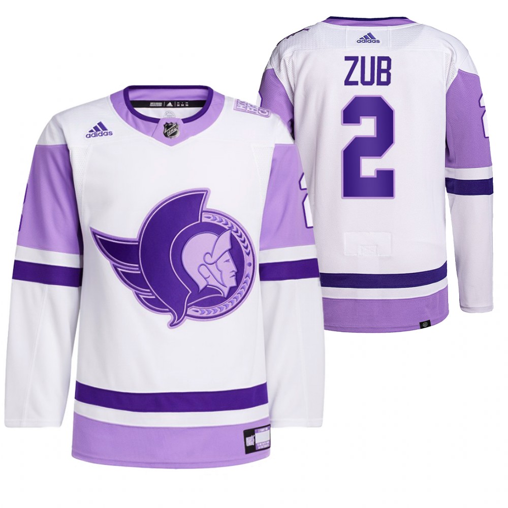 2021 HockeyFightsCancer Ottawa Senators Artyom Zub White Jersey Primegreen
