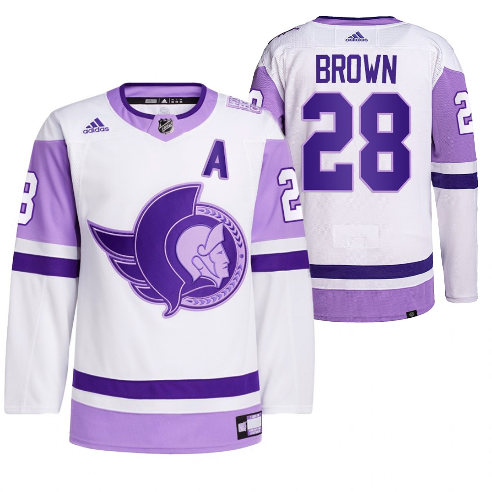 2021 HockeyFightsCancer Ottawa Senators Connor Brown White Jersey Primegreen