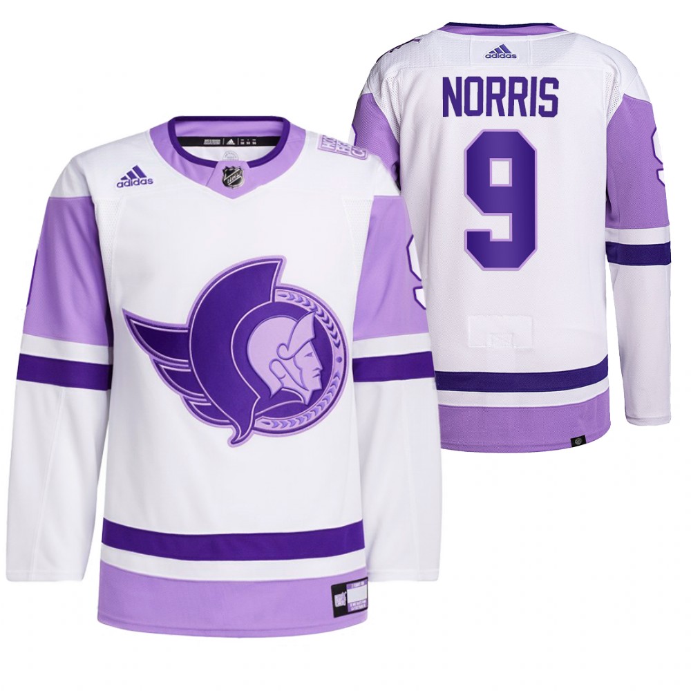 2021 HockeyFightsCancer Ottawa Senators Josh Norris White Jersey Primegreen