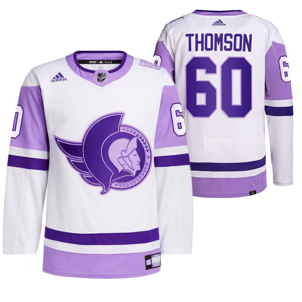 2021 HockeyFightsCancer Ottawa Senators Lassi Thomson White Jersey Primegreen