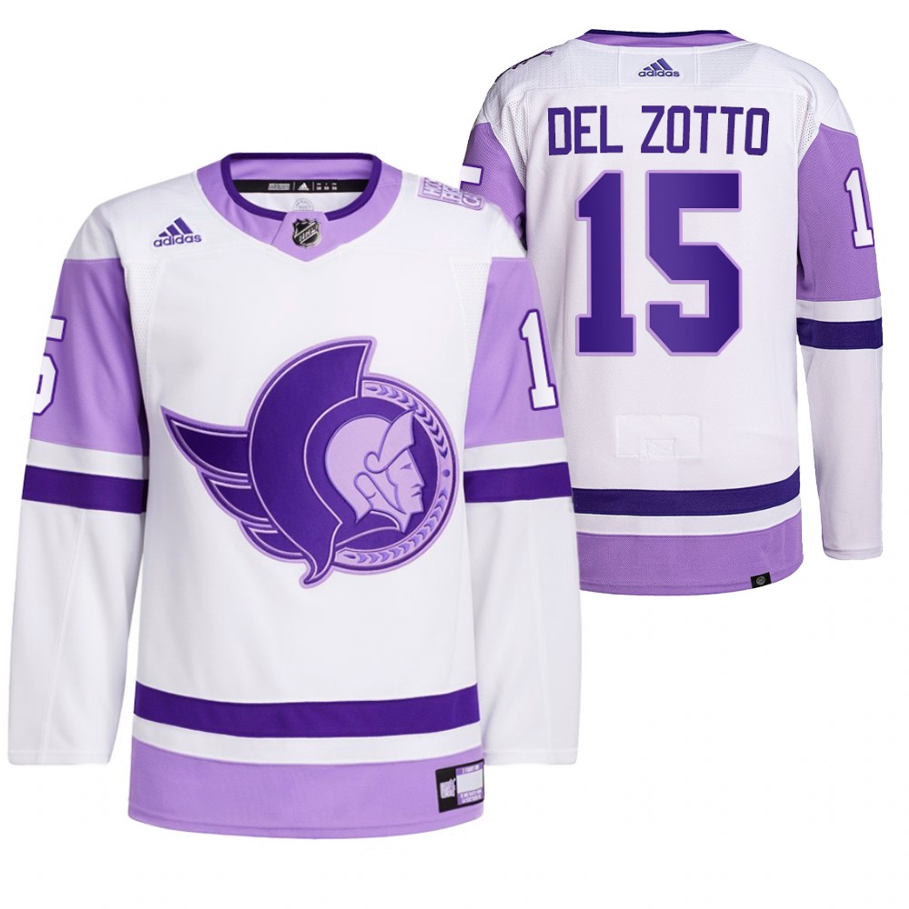 2021 HockeyFightsCancer Ottawa Senators Michael Del Zotto White Jersey Primegreen