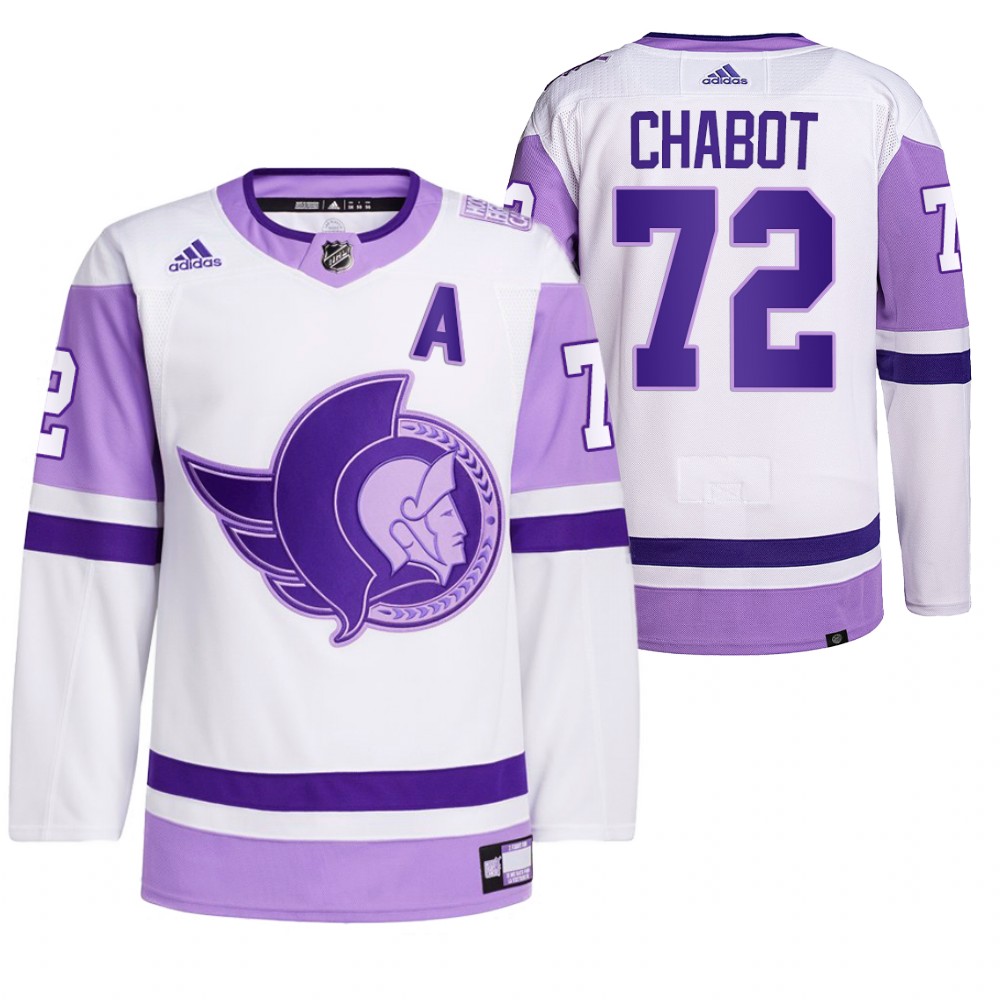 2021 HockeyFightsCancer Ottawa Senators Thomas Chabot White Jersey Primegreen
