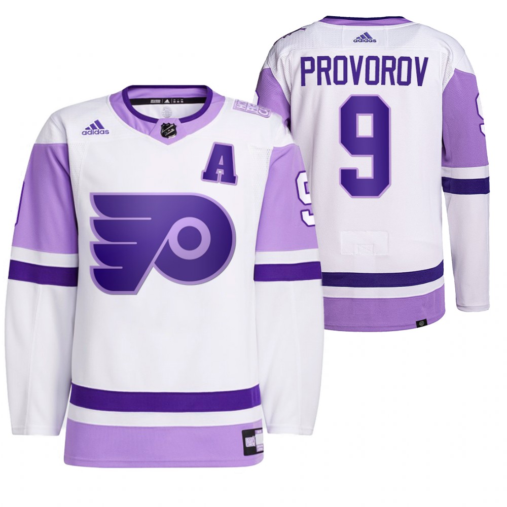 2021 HockeyFightsCancer Philadelphia Flyers Ivan Provorov White Jersey Primegreen
