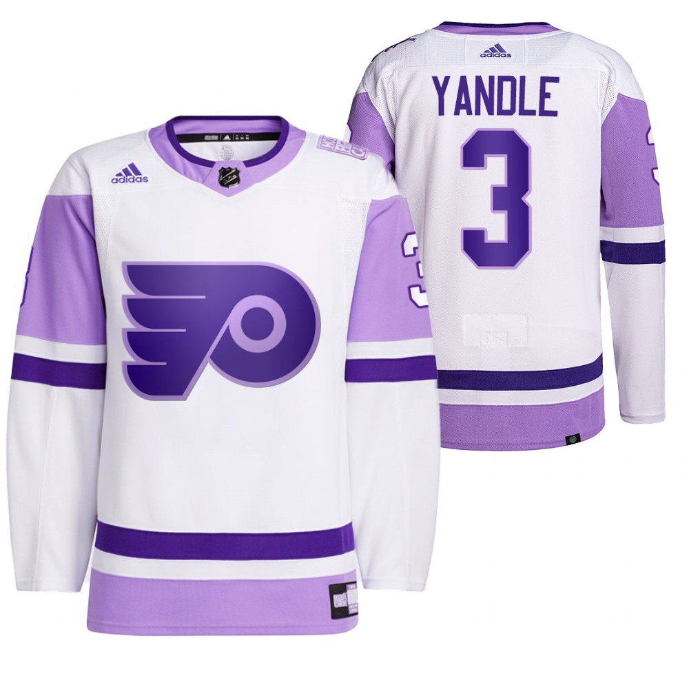 2021 HockeyFightsCancer Philadelphia Flyers Keith Yandle White Jersey Primegreen