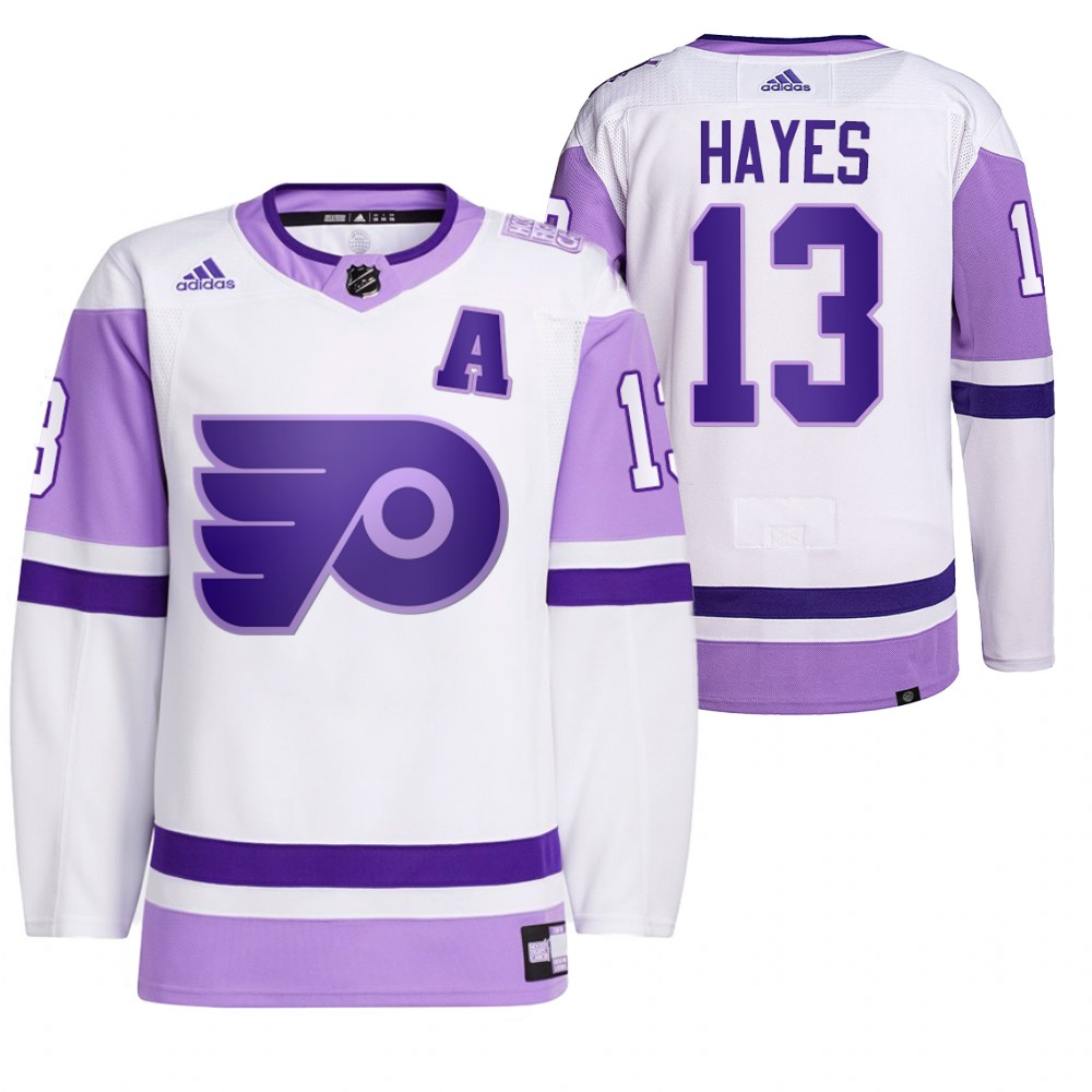 2021 HockeyFightsCancer Philadelphia Flyers Kevin Hayes White Jersey Primegreen