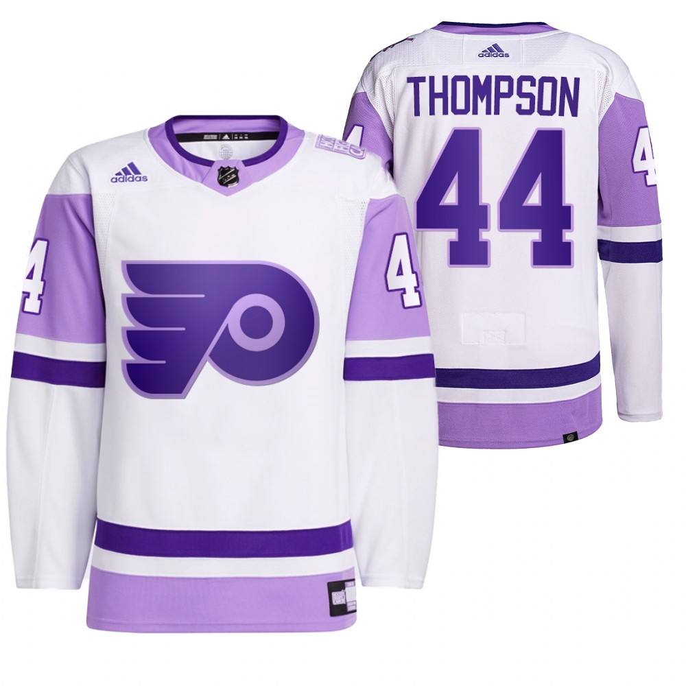 2021 HockeyFightsCancer Philadelphia Flyers Nate Thompson White Jersey Primegreen