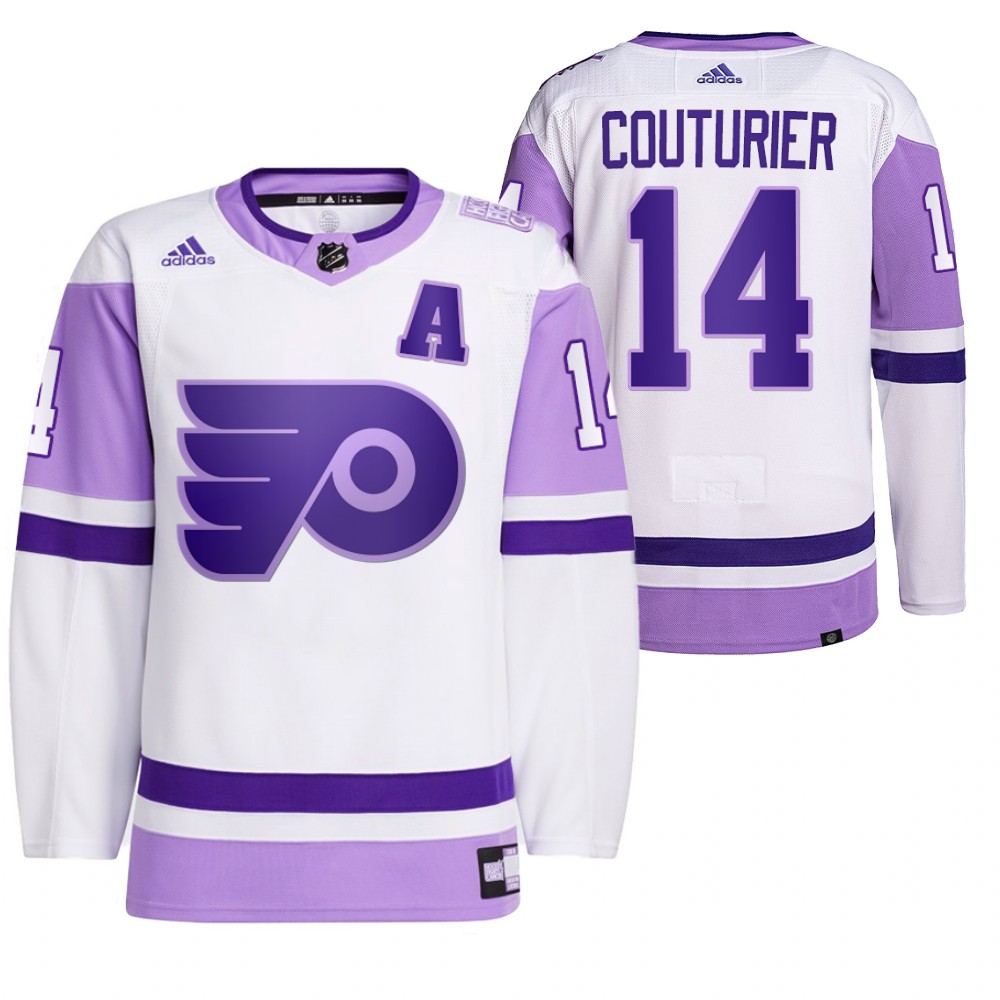 2021 HockeyFightsCancer Philadelphia Flyers Sean Couturier White Jersey Primegreen