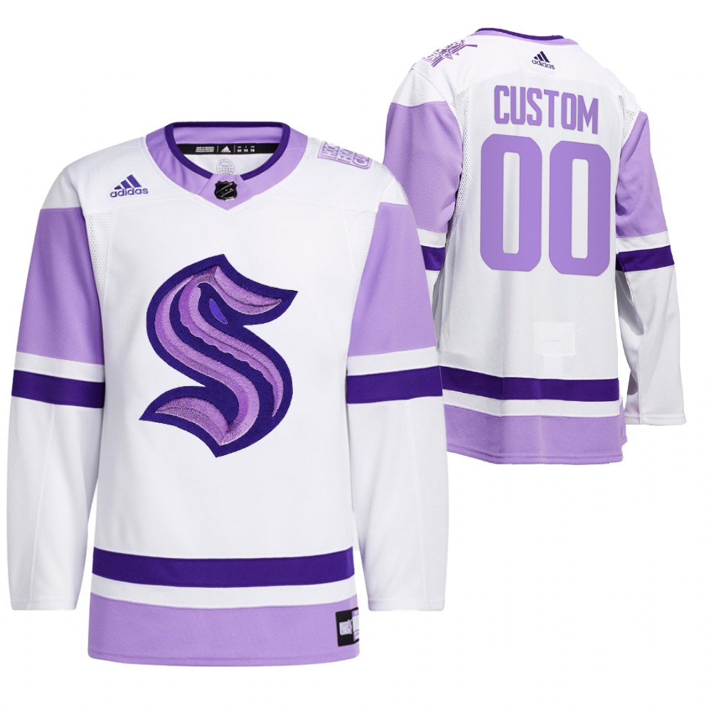 2021 HockeyFightsCancer Seattle Kraken Custom White Jersey Special