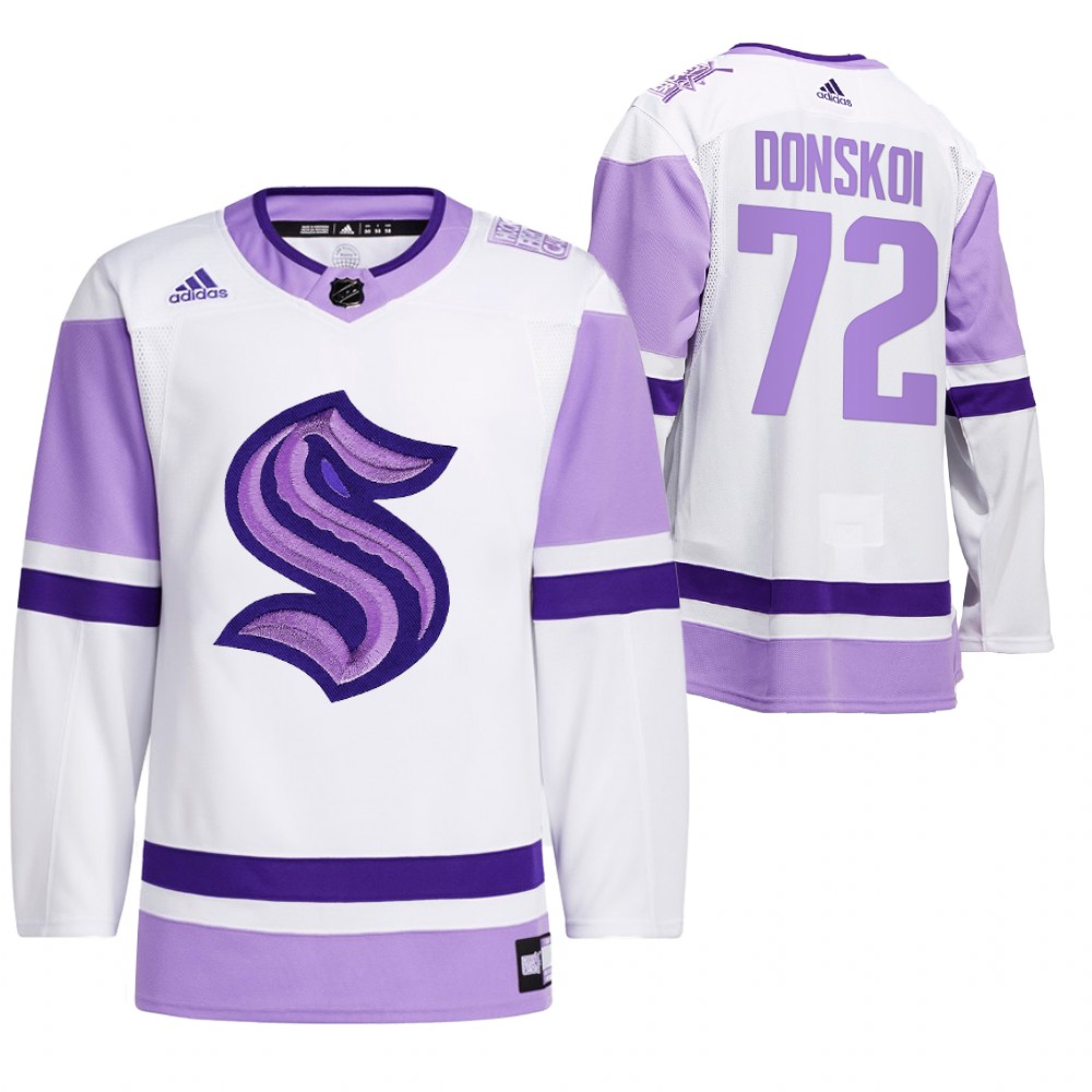 2021 HockeyFightsCancer Seattle Kraken Joonas Donskoi White Jersey Special