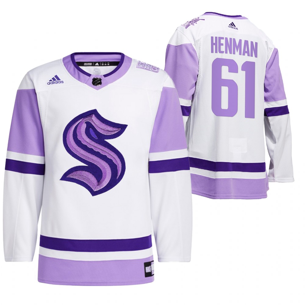 2021 HockeyFightsCancer Seattle Kraken Luke Henman White Jersey Special