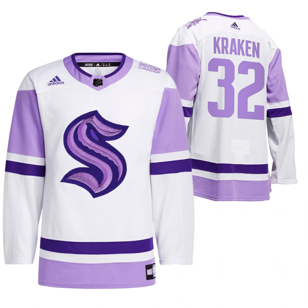 2021 HockeyFightsCancer Seattle Kraken White Jersey Special
