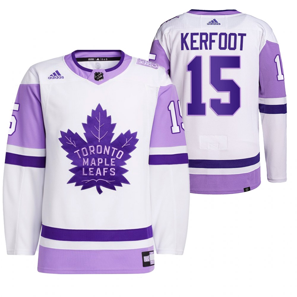 2021 HockeyFightsCancer Toronto Maple Leafs Alexander Kerfoot White Jersey Primegreen