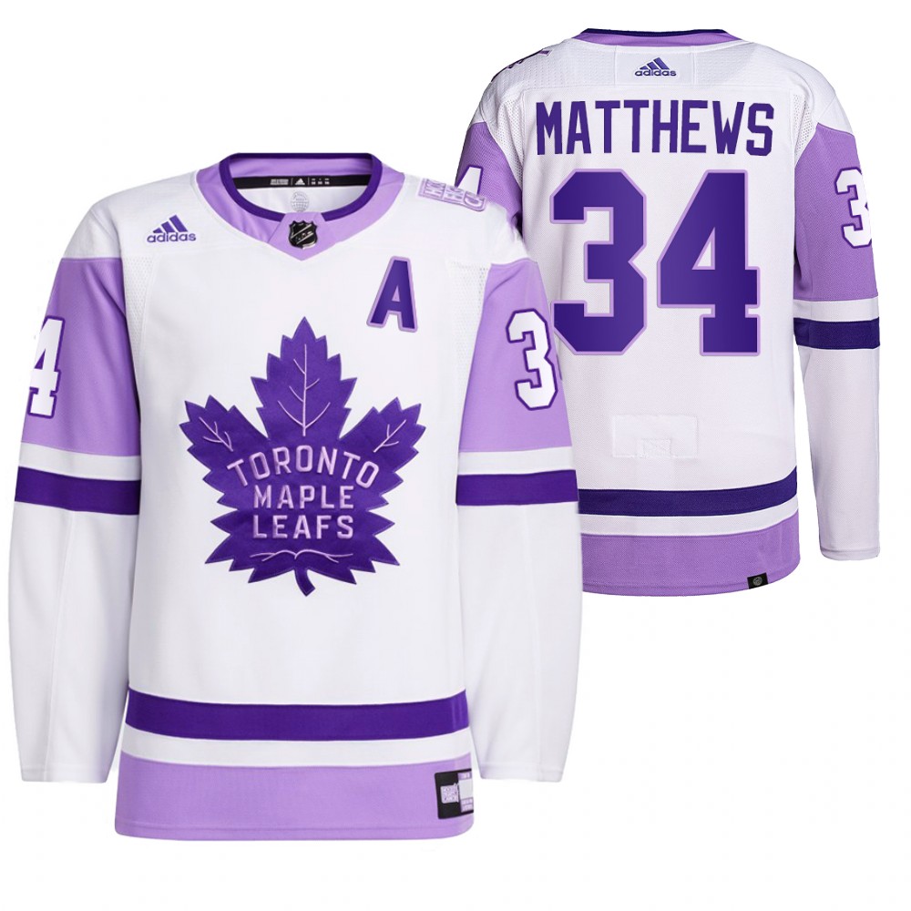 2021 HockeyFightsCancer Toronto Maple Leafs Auston Matthews White Jersey Primegreen