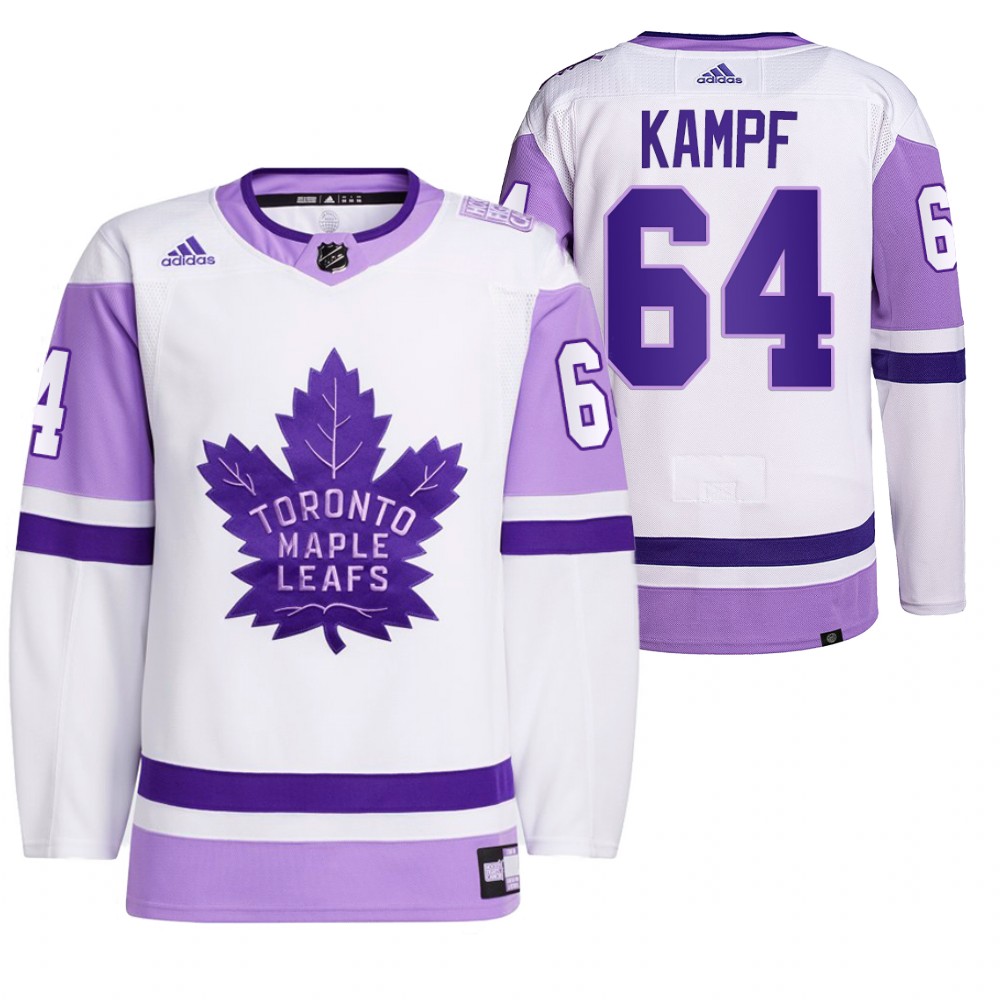 2021 HockeyFightsCancer Toronto Maple Leafs David Kampf White Jersey Primegreen