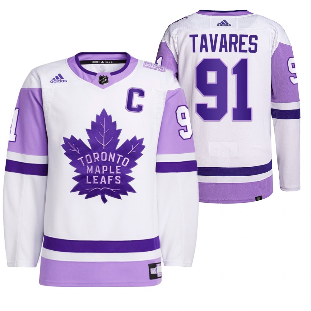 2021 HockeyFightsCancer Toronto Maple Leafs John Tavares White Jersey Primegreen