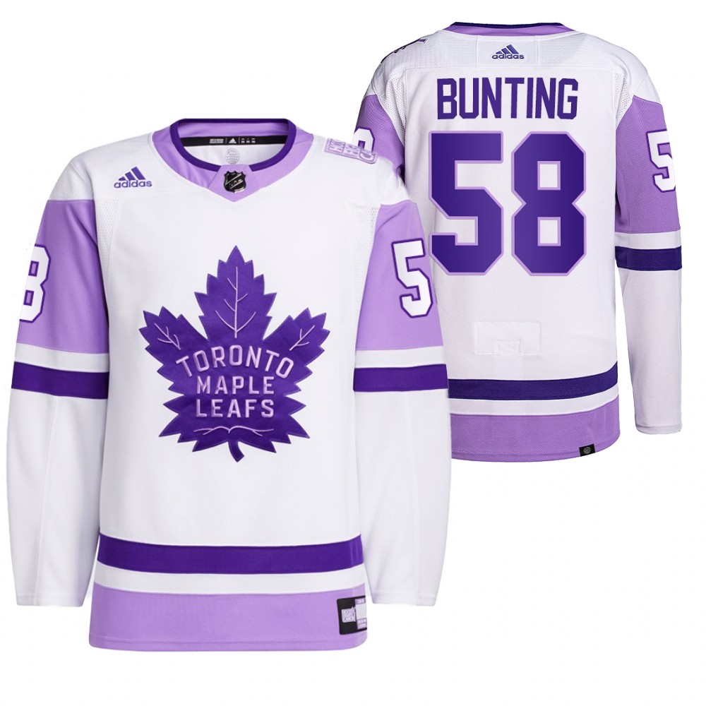 2021 HockeyFightsCancer Toronto Maple Leafs Michael Bunting White Jersey Primegreen