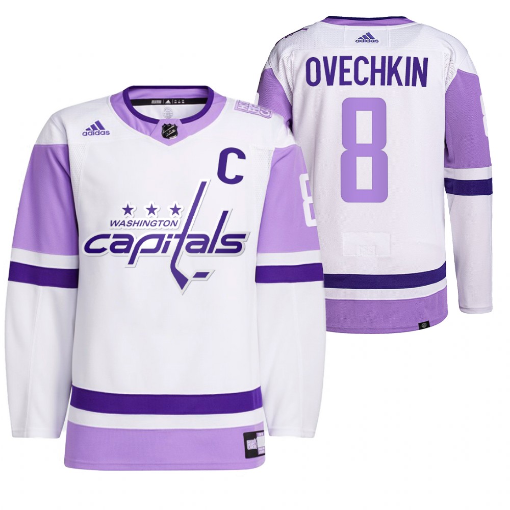 2021 HockeyFightsCancer Washington Capitals Alexander Ovechkin White Jersey Primegreen