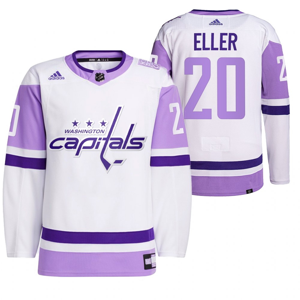 2021 HockeyFightsCancer Washington Capitals Lars Eller White Jersey Primegreen