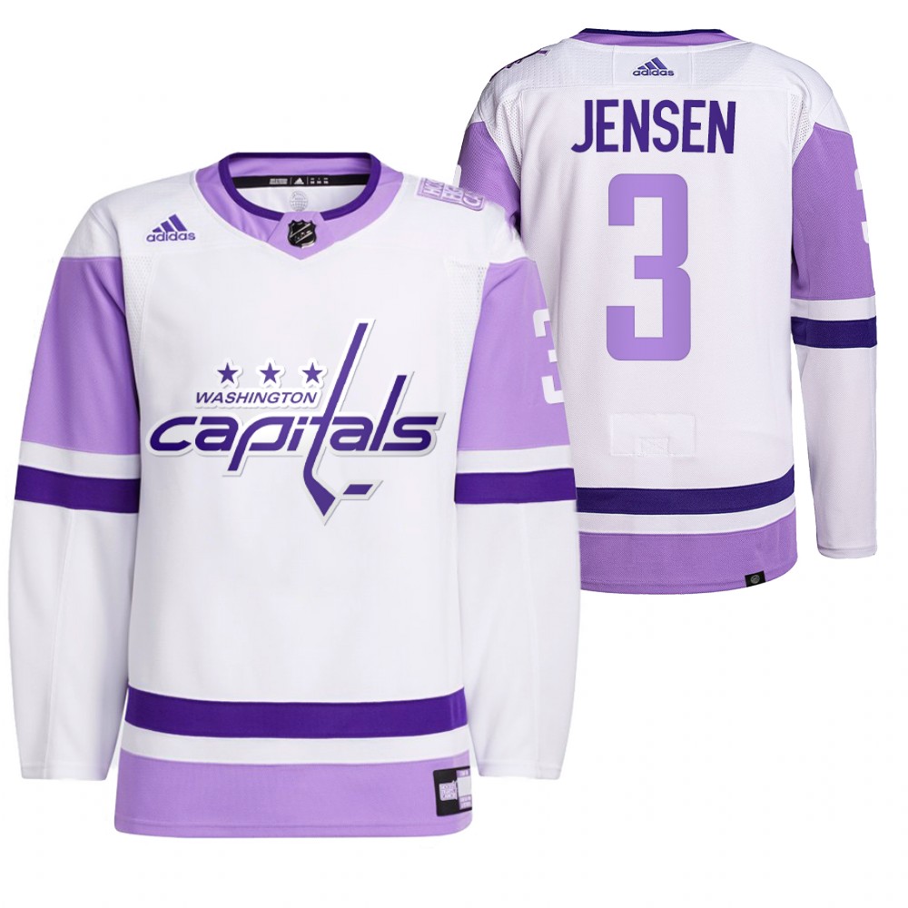 2021 HockeyFightsCancer Washington Capitals Nick Jensen White Jersey Primegreen