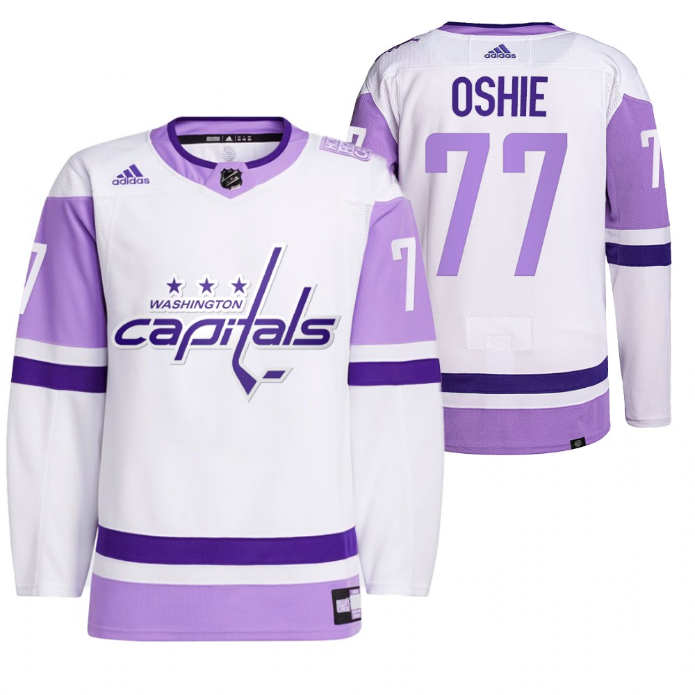 2021 HockeyFightsCancer Washington Capitals T.J. Oshie White Jersey Primegreen
