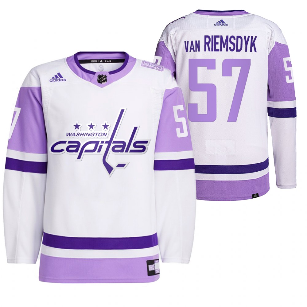 2021 HockeyFightsCancer Washington Capitals Trevor van Riemsdyk White Jersey Primegreen