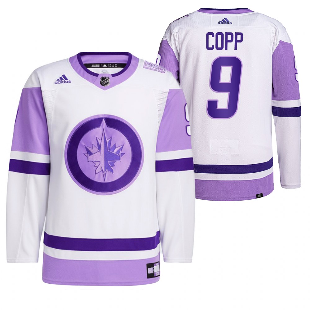 2021 HockeyFightsCancer Winnipeg Jets Andrew Copp White Jersey Primegreen