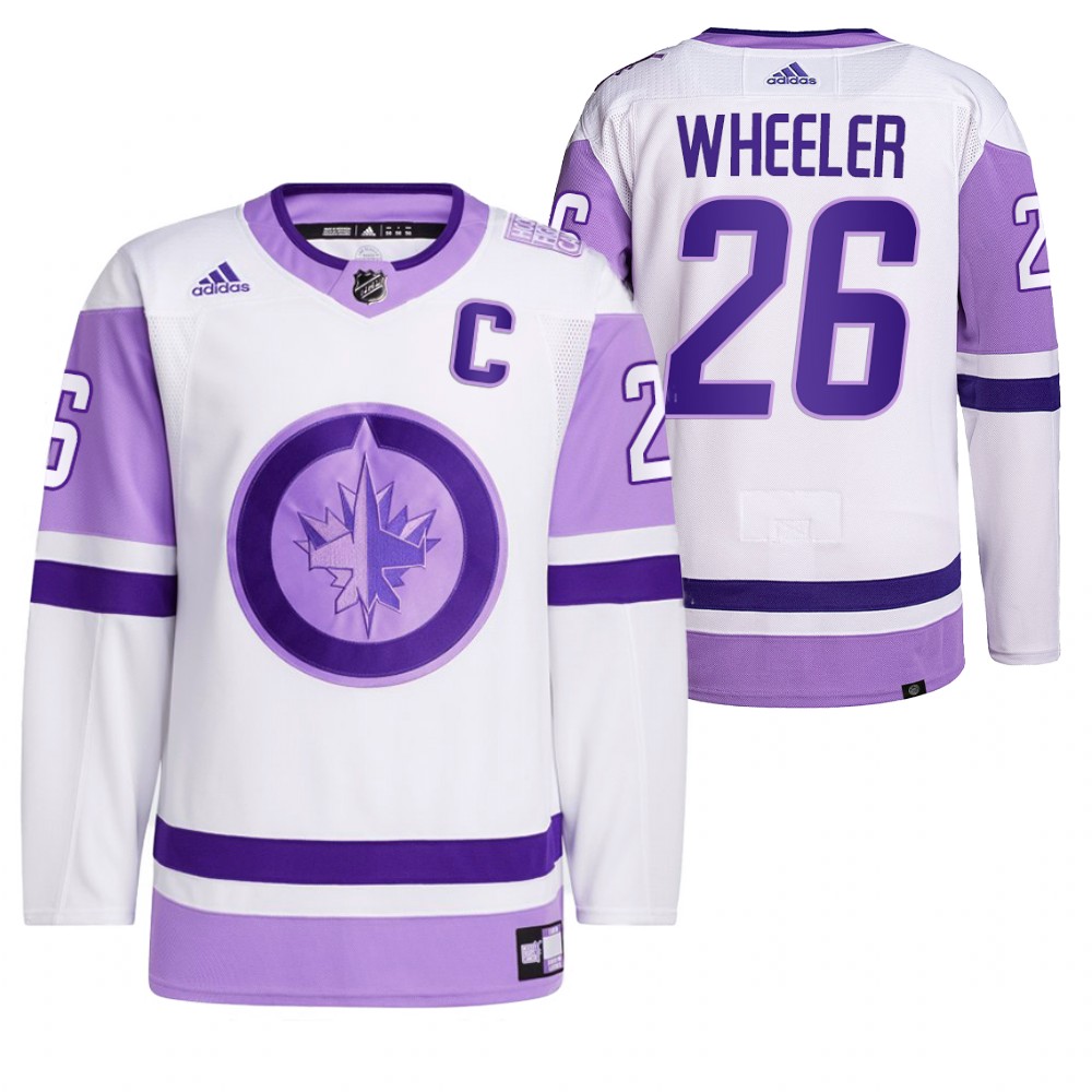 2021 HockeyFightsCancer Winnipeg Jets Blake Wheeler White Jersey Primegreen