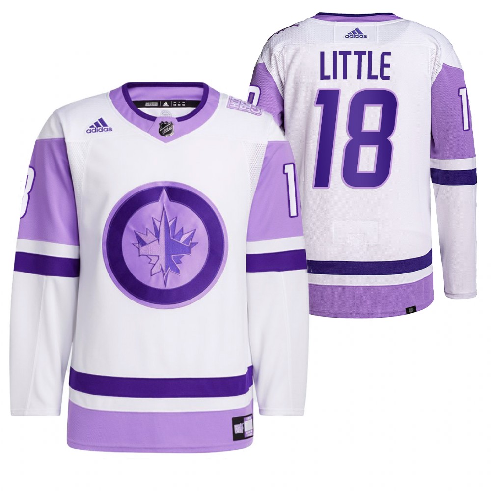 2021 HockeyFightsCancer Winnipeg Jets Bryan Little White Jersey Primegreen