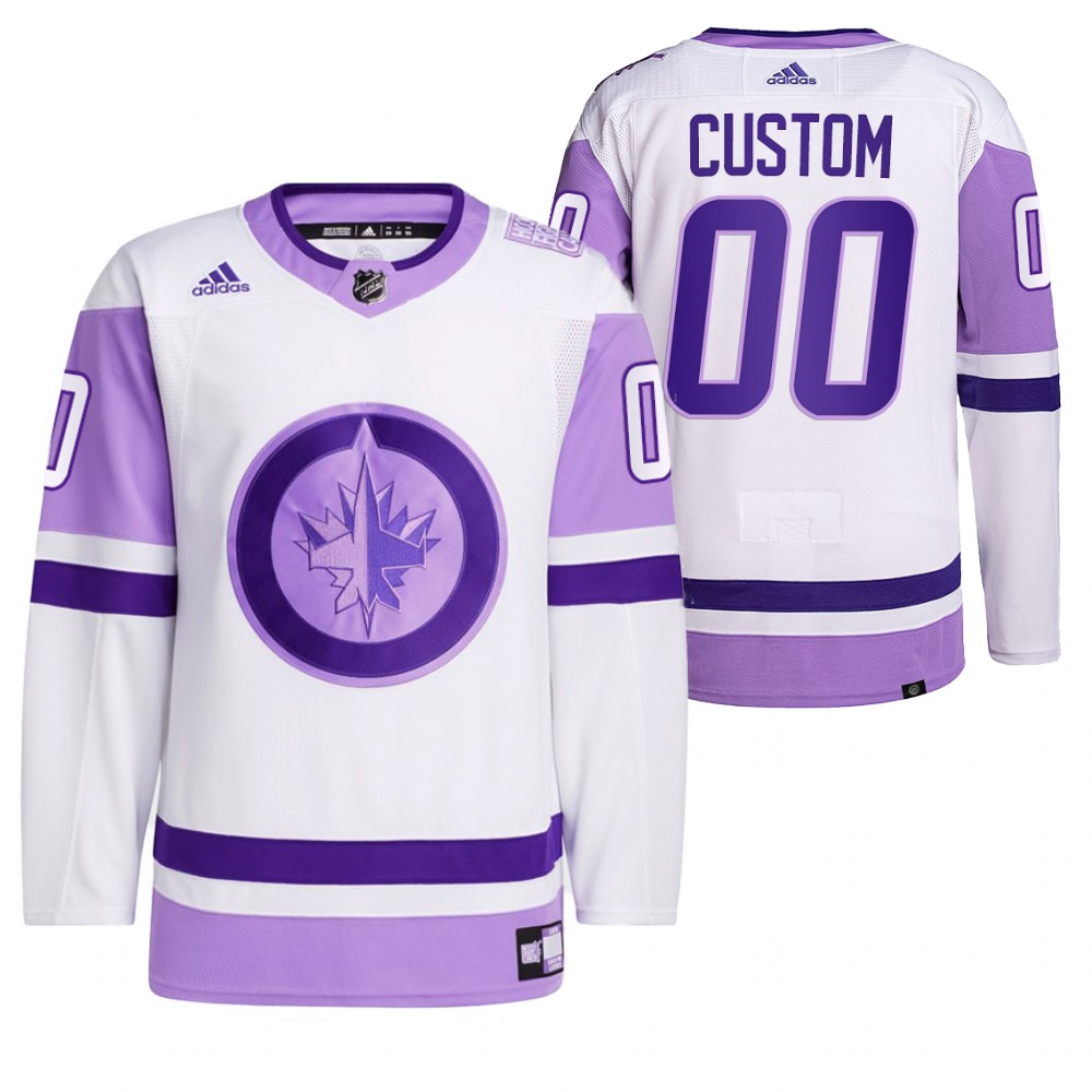 2021 HockeyFightsCancer Winnipeg Jets Custom White Jersey Primegreen