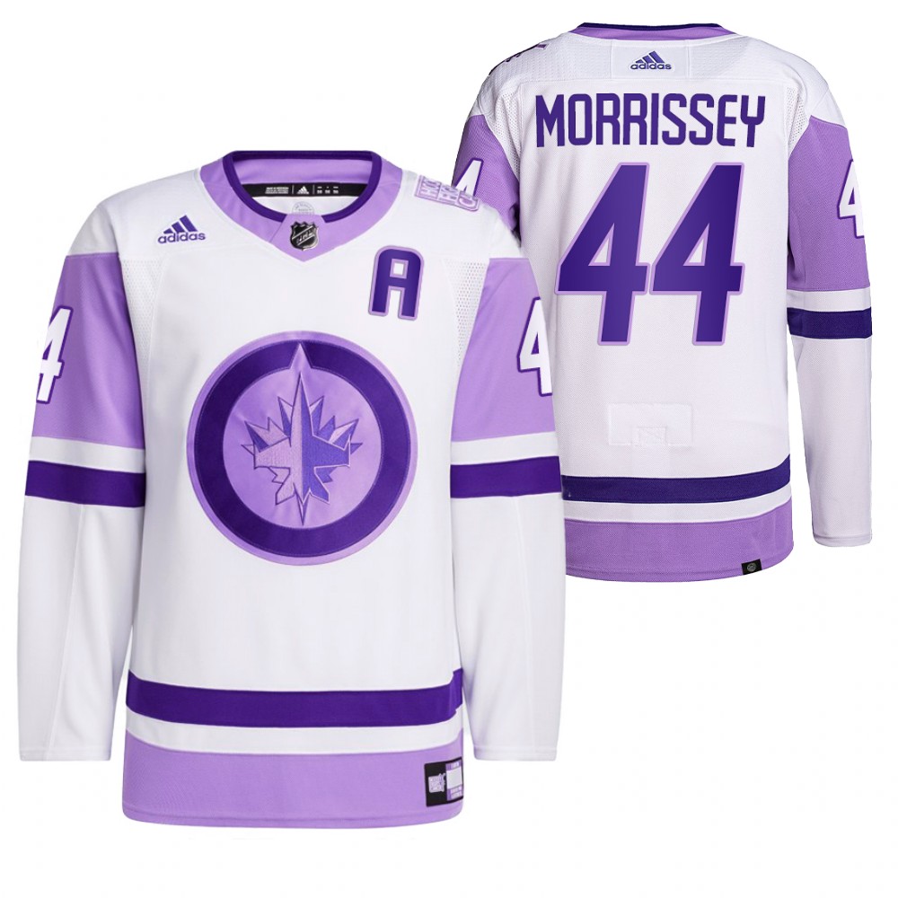 2021 HockeyFightsCancer Winnipeg Jets Josh Morrissey White Jersey Primegreen