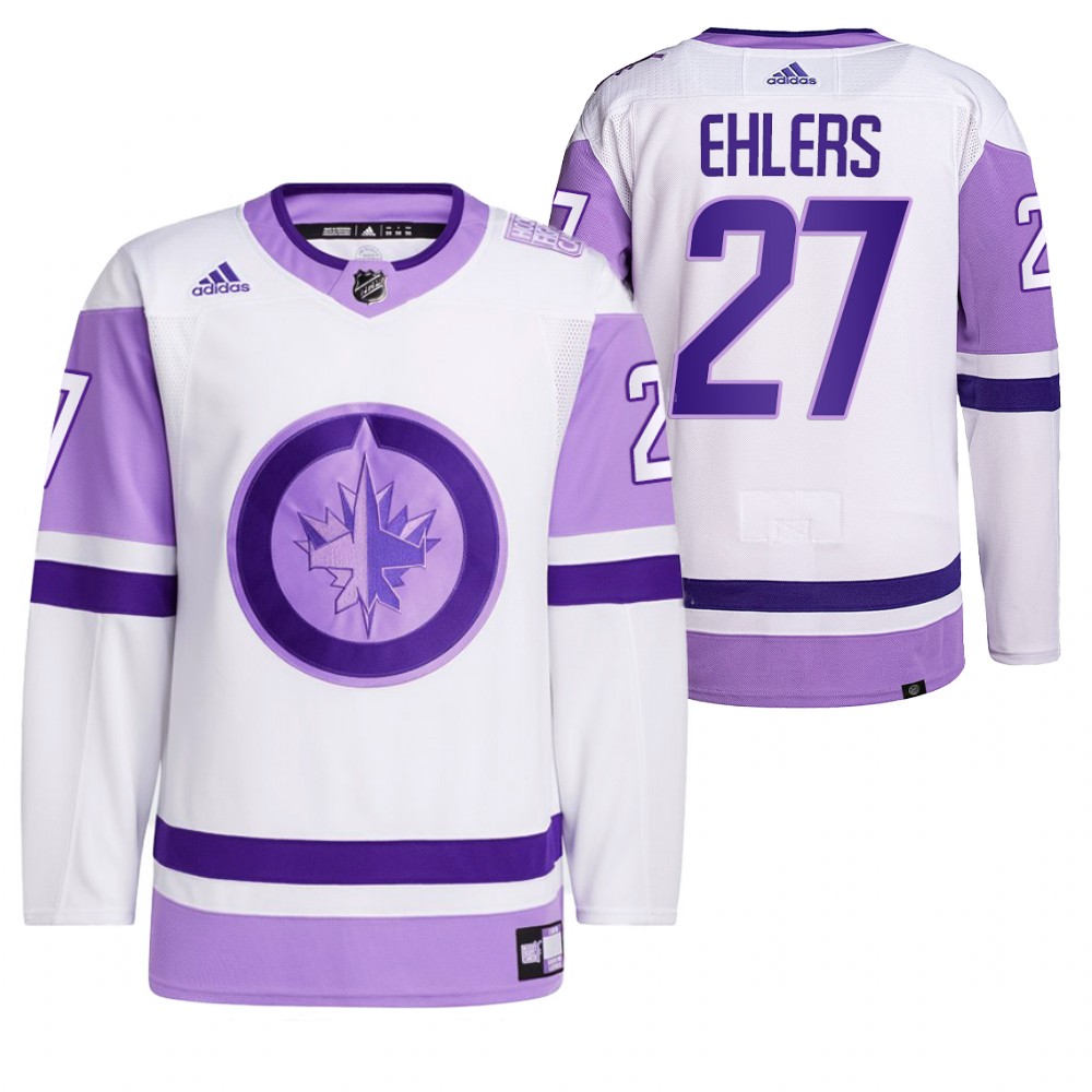 2021 HockeyFightsCancer Winnipeg Jets Nikolaj Ehlers White Jersey Primegreen