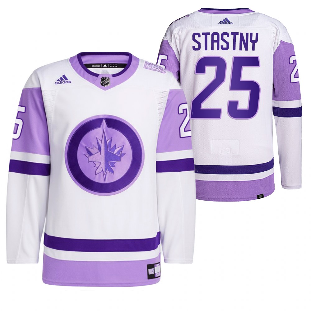 2021 HockeyFightsCancer Winnipeg Jets Paul Stastny White Jersey Primegreen