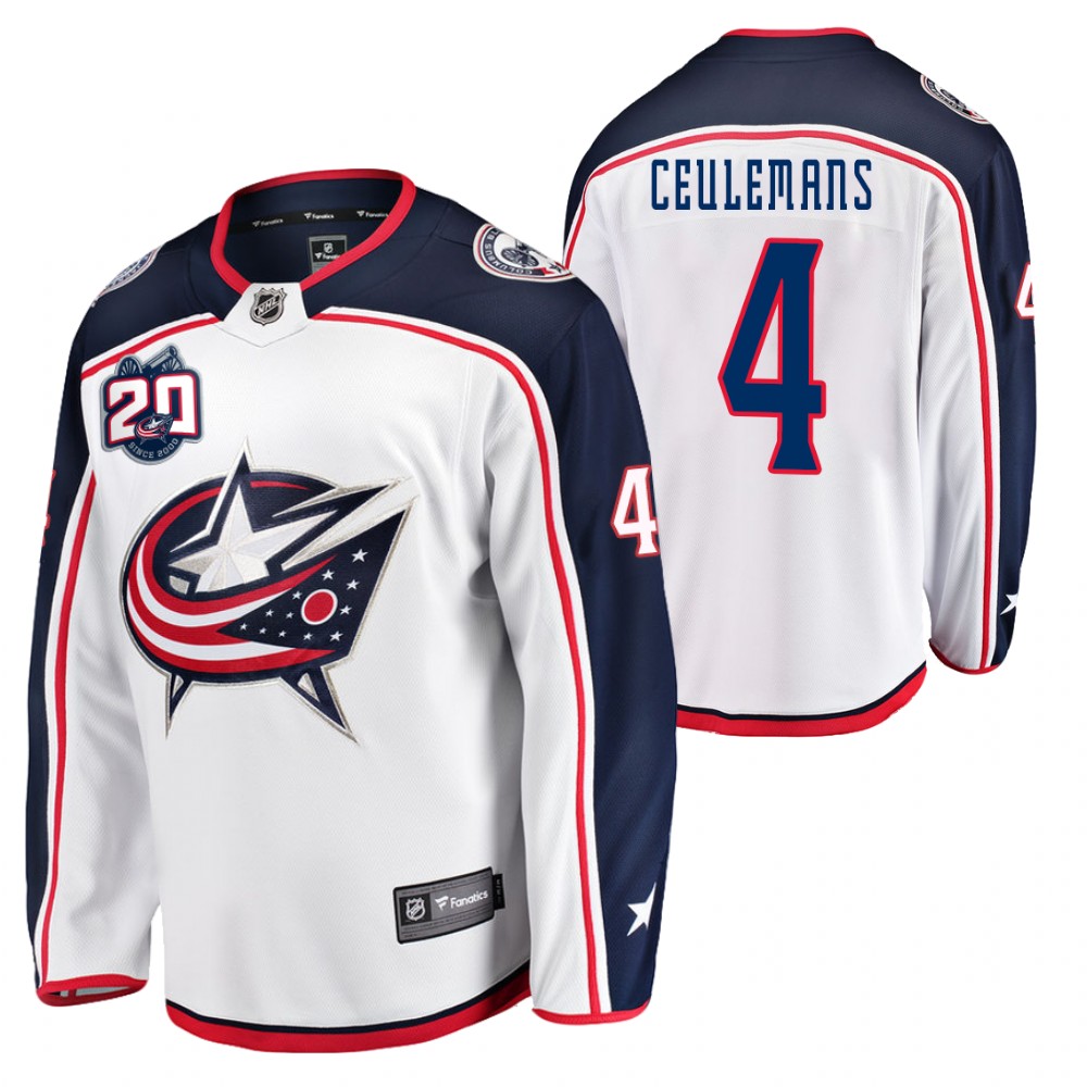 2021 NHL Draft Blue Jackets Corson Ceulemans White Jersey Away