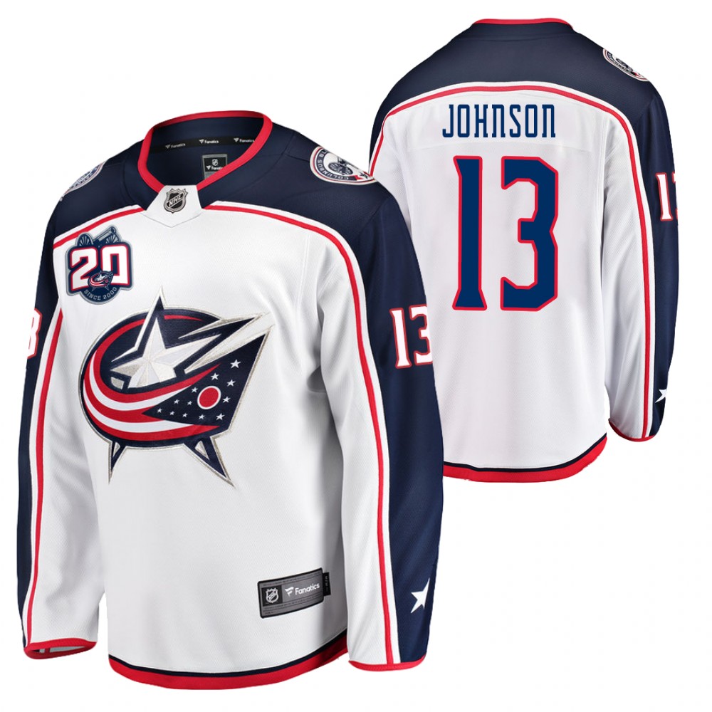 2021 NHL Draft Blue Jackets Kent Johnson White Jersey Away