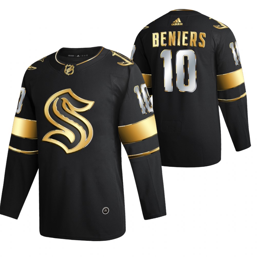 2021 NHL Draft Kraken Matty Beniers Black Golden Authentic Jersey