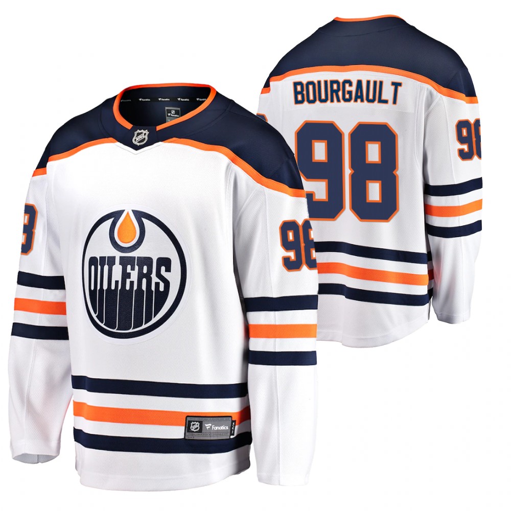 2021 NHL Draft Oilers Xavier Bourgault White Jersey Away