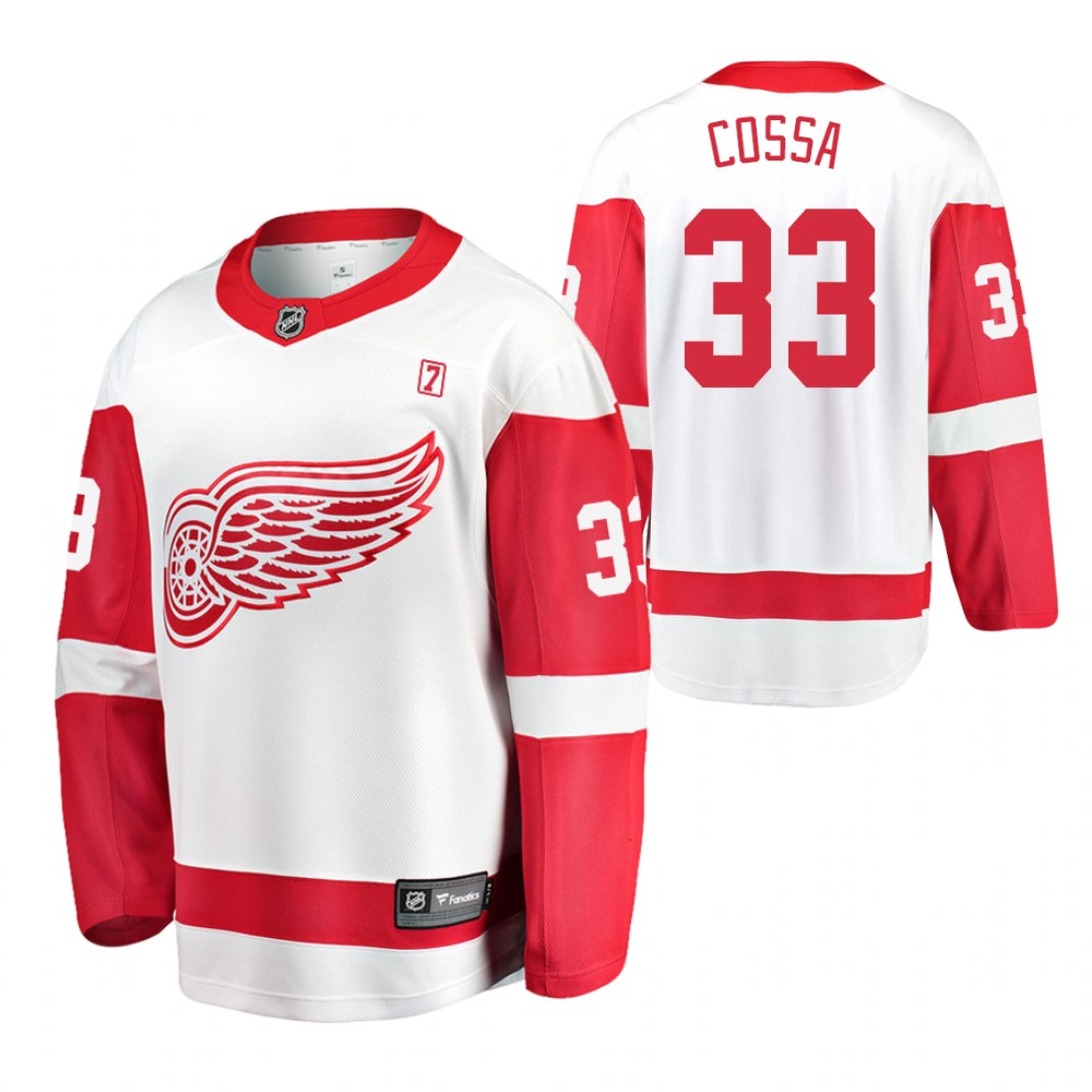 2021 NHL Draft Red Wings Sebastian Cossa White Jersey Away