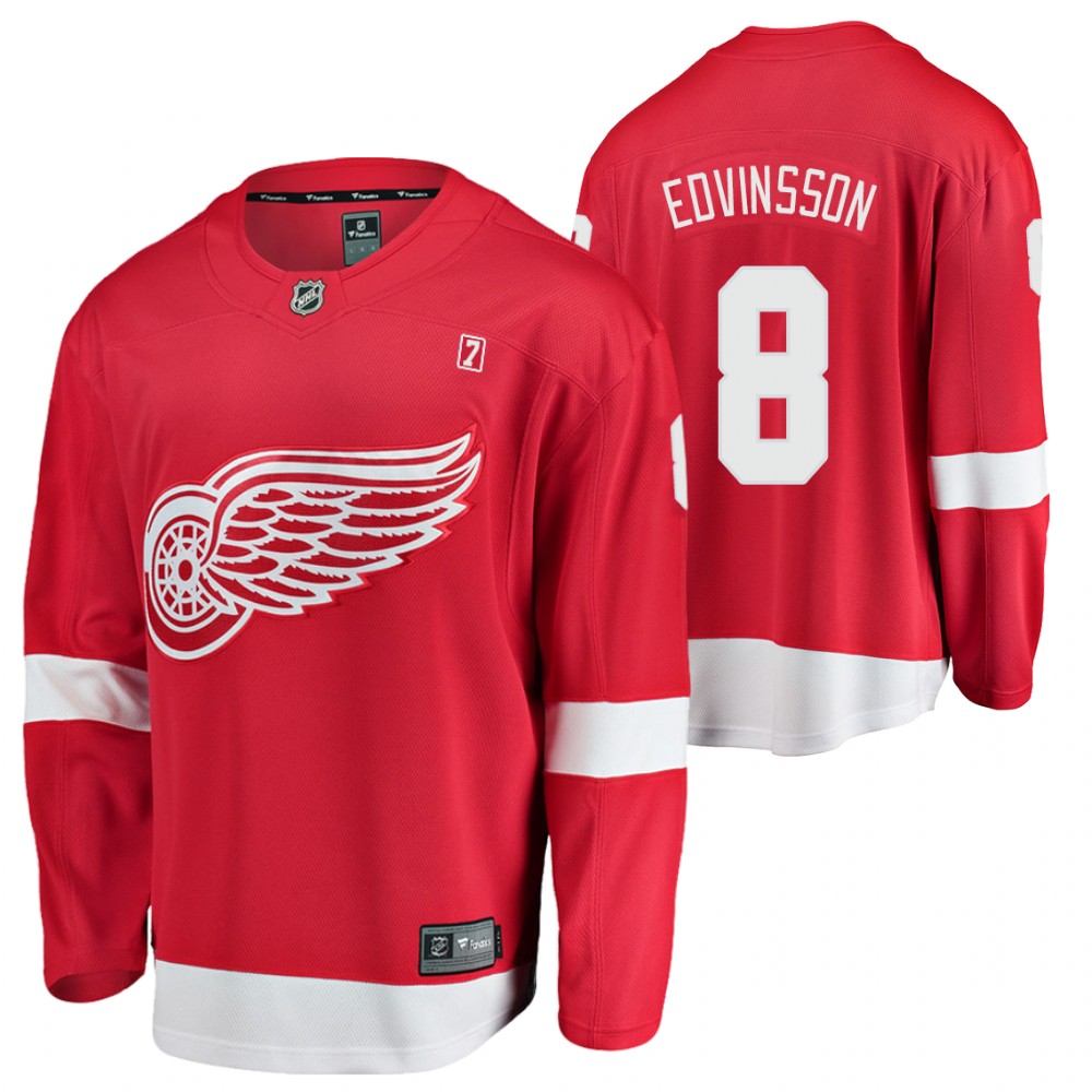 2021 NHL Draft Red Wings Simon Edvinsson Red Jersey Home