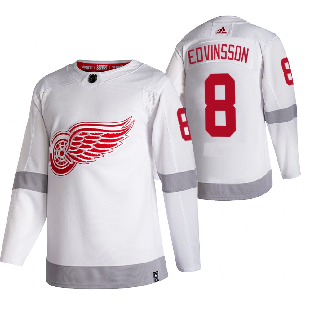 2021 NHL Draft Red Wings Simon Edvinsson White Jersey 2021 Reverse Retro