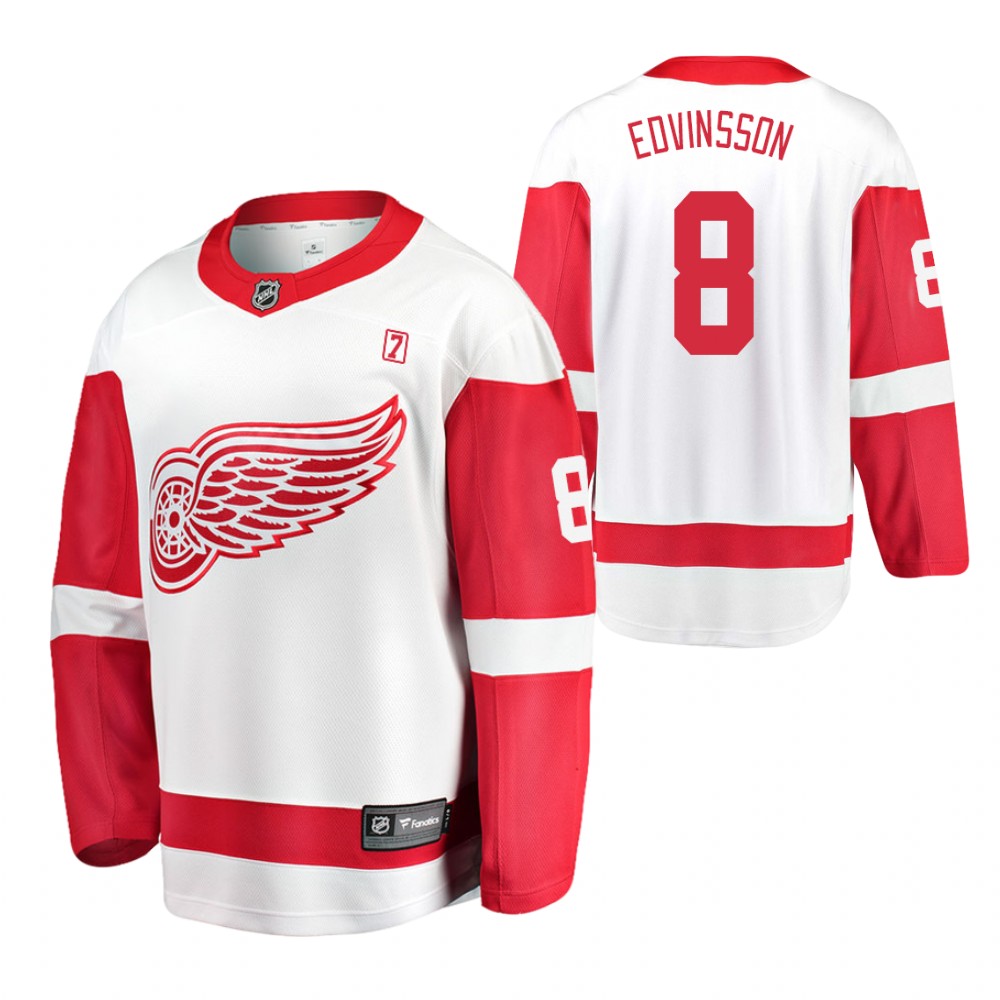 2021 NHL Draft Red Wings Simon Edvinsson White Jersey Away