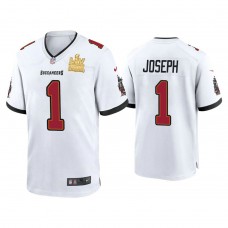 2021 Tampa Bay Buccaneers #1 Greg Joseph White Super Bowl LIV Champions White Game Jersey