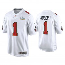 2021 Tampa Bay Buccaneers #1 Greg Joseph White Super Bowl LIV White Game Fashion Jersey