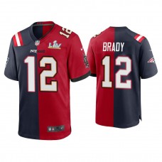 2021 Tampa Bay Buccaneers #12 Tom Brady Navy Red Super Bowl LIV Split Game Jersey