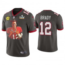 2021 Tampa Bay Buccaneers #12 Tom Brady Pewter Super Bowl LIV Champions Pewter 7 Rings Jersey