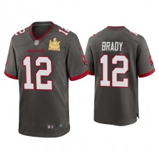 2021 Tampa Bay Buccaneers #12 Tom Brady Pewter Super Bowl LIV Champions Pewter Game Jersey