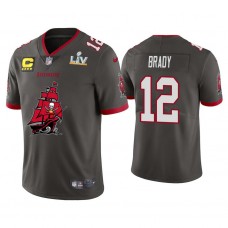 2021 Tampa Bay Buccaneers #12 Tom Brady Pewter Super Bowl LIV Champions Pewter Team Logo Jersey