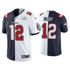 2021 Tampa Bay Buccaneers #12 Tom Brady White Navy Super Bowl LIV Split Vapor Limited Jersey